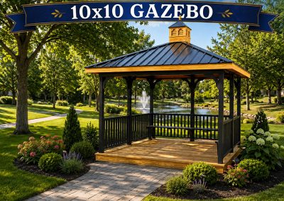 10x10 Black square gazebo with bench delivered to Georgia