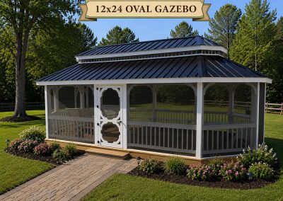 12x24 Large Screened in Oval Gazebo